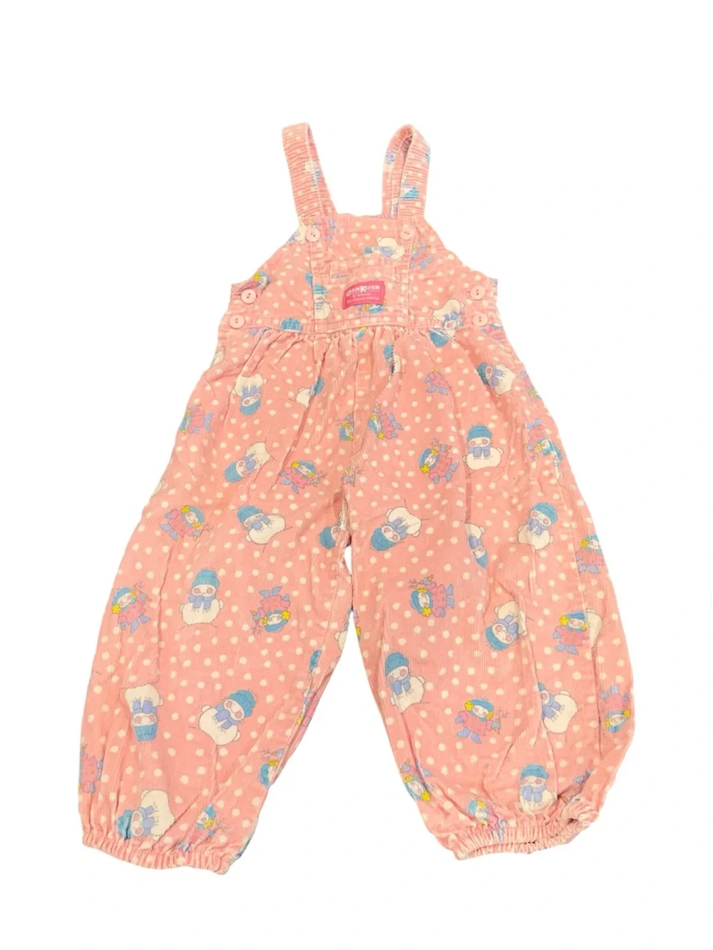 Vintage Oshkosh 3T jumpsuit overalls snowmen corduroy pink girls toddler